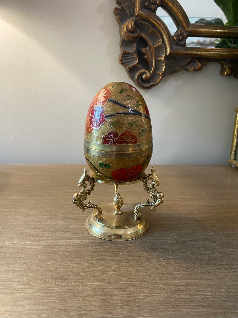 Brass egg with stand